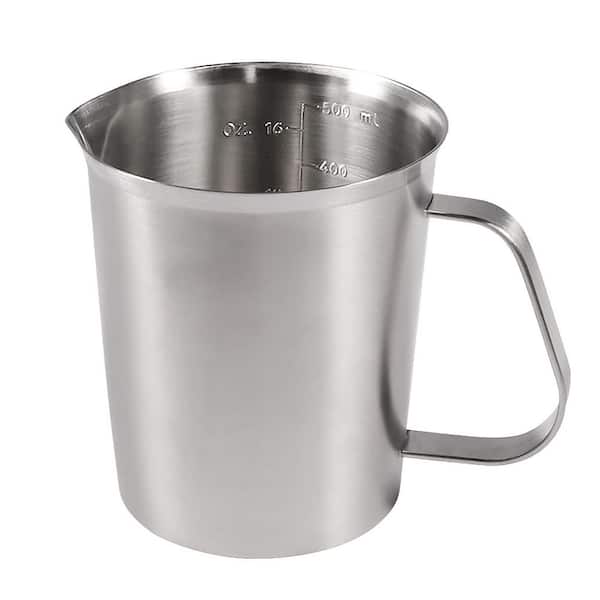 Metal Measuring Cup with Handle (3 Marking Including Cup/ML/Ounce Scale), 16 oz. (0.5 Liter, 2 Cup)