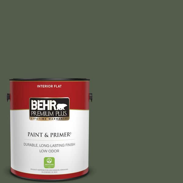 BEHR PREMIUM PLUS 1 gal. #430F-7 Windsor Moss Flat Low Odor Interior Paint & Primer