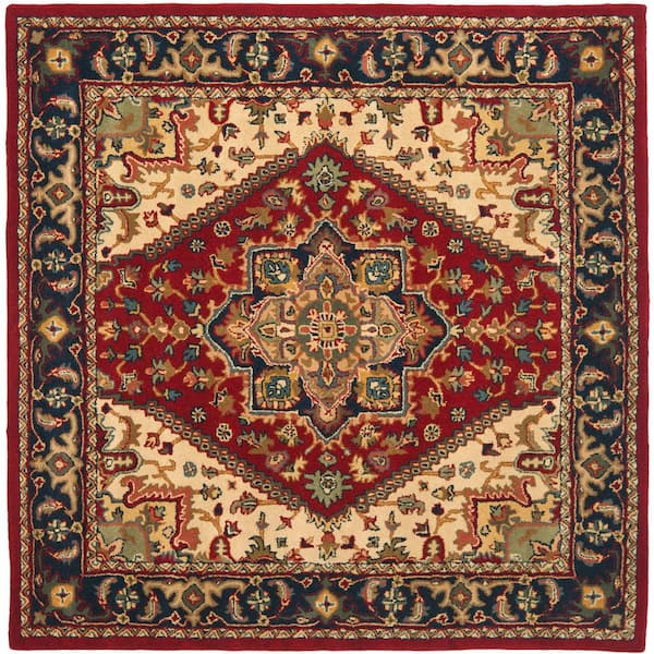 SAFAVIEH Heritage Red 10 ft. x 10 ft. Border Floral Medallion Square