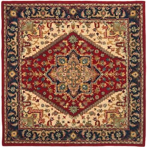 Heritage Red 12 ft. x 12 ft. Border Floral Medallion Square Area Rug