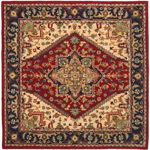 Heritage Red 4 ft. x 4 ft. Square Border Area Rug