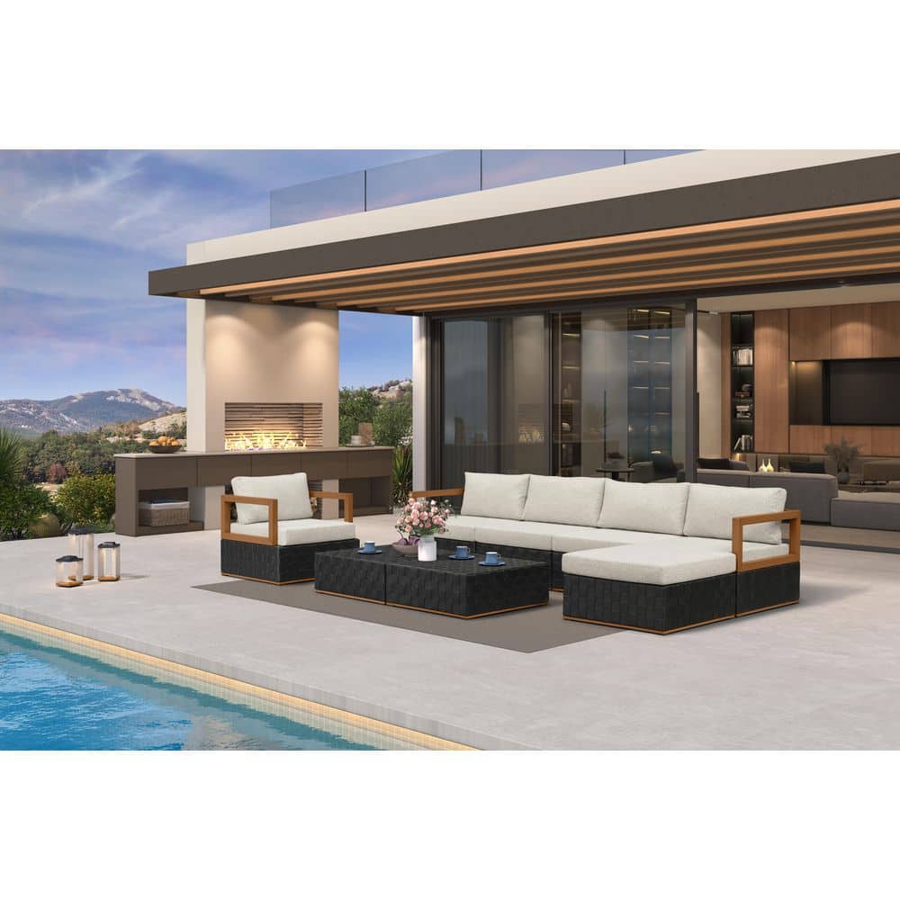 8 Pieces Patio Conversation Sets All Weather Outdoor Couch Sectional Set with Cushion Conversation Set Black price history on PriceWatchPro