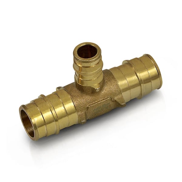 PLUMBFLEX 3/4 in. x 3/4 in. x 1/2 in. 90° PEX A Expansion Pex Reducing Tee, Lead Free Brass For Use in Pex A-Tubing