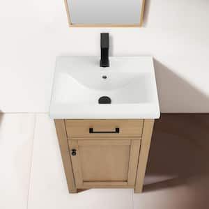 Jacklyn 20.38 in. W x 15.69 in. D x34.13 in. H Single Freestanding Bath Vanity in White Oak with Ceramic Basin