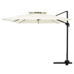 SunShade Deluxe 10 ft. Square Cantilever Umbrella with Cover Heavy-Duty 360° Rotation Patio Umbrella in Off-White