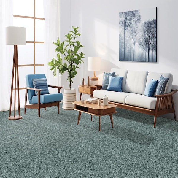Hainsridge Tide Waters Blue 68 oz. Triexta Texture Installed Carpet