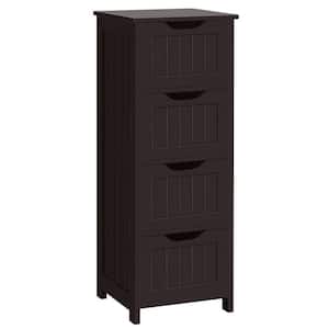 11.81 in. W x 11.81 in. D x 32.28 in. H Brown Wooden Freestanding Bathroom Linen Cabinet with Four Drawers