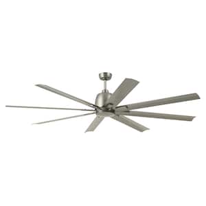 Breda 75 in. Outdoor Brushed Nickel Downrod Mount Ceiling Fan with Remote Included for Patios or Porches