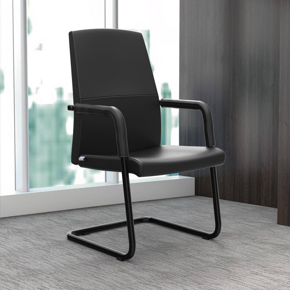 Summit Faux Leather Upholstered High-Back Ergonomic Office Chair in Acorn Brown with Arms