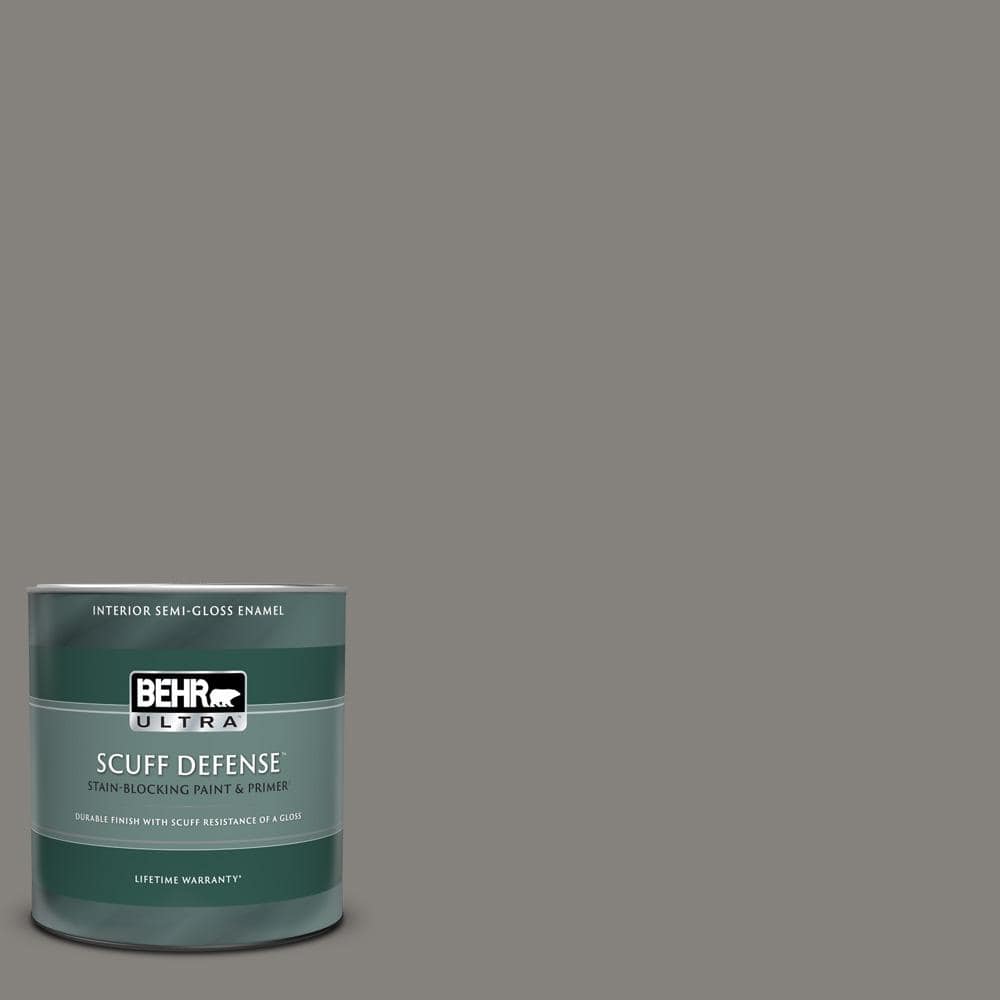 Behr Ultra 1 Qt Bnc 25 Gray Pepper Extra Durable Semi Gloss Enamel Interior Paint Primer The Home Depot