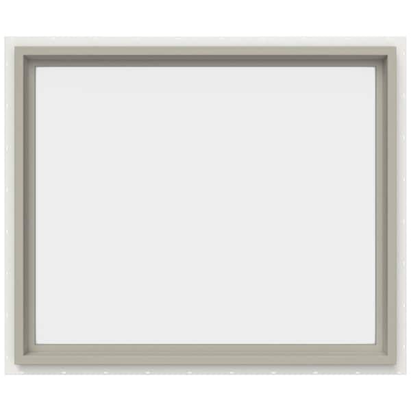 JELD-WEN 35.5 in. x 29.5 in. V-4500 Series Desert Sand Painted Vinyl Picture Window w/ Low-E 366 Glass