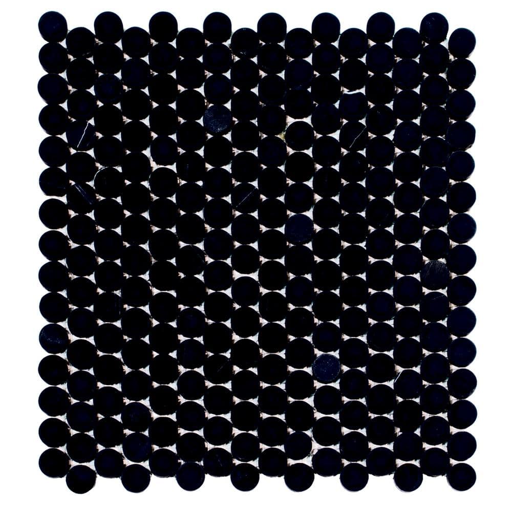 Noir Luxe 11 in. x 12 in. Tumbled Eastern Black Marble Mosaic Penny Round Wall and Floor Tile (4.83 sq. ft./case) 5-Pack price history on PriceWatchPro