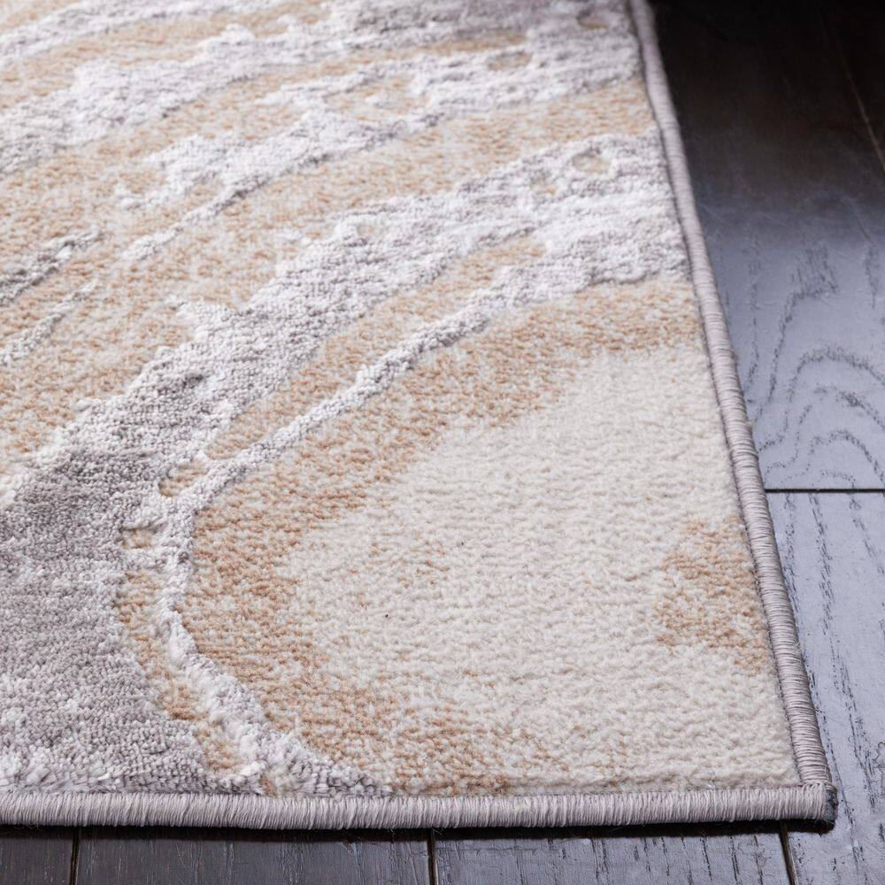 Amelia 8' x 10' Gray Beige Hand-knotted Synthetic Area Rug