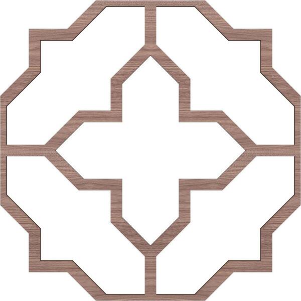 Ekena Millwork 33 in. W x 33 in. H x-3/8 in. T Small Laird Decorative Fretwork Wood Ceiling Panels, Walnut