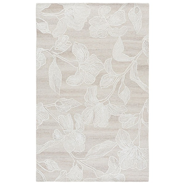 Glamour 8 ft. x 10 ft. Beige/Ivory Floral Sketch Area Rug