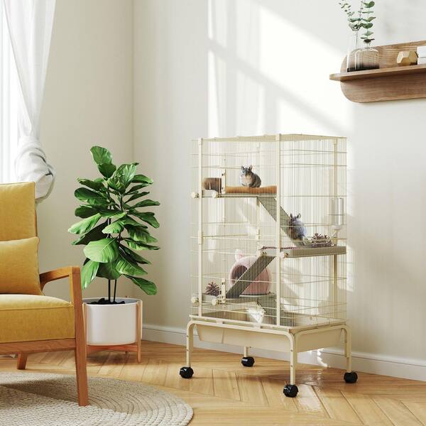 TAUS 52-Inch Large Ferret Cage With Wheels – For Rabbits, Chinchillas, Guinea Pigs, Rats