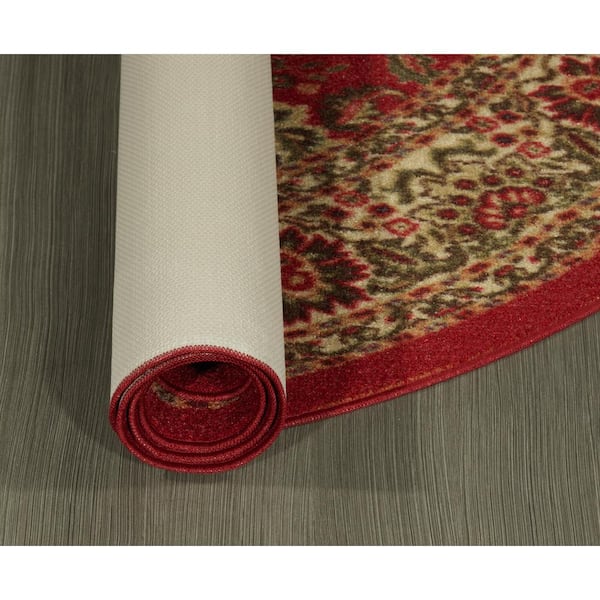 Ottomanson Classics Non-Slip Rubberback Bordered 5x7 Indoor Oval Area Rug, 5' x 6'6 Oval, Brown