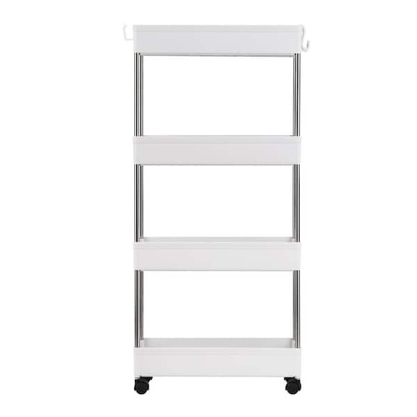Mobile Plastic Multi-Functional 4-Wheeled Storage Cart in White