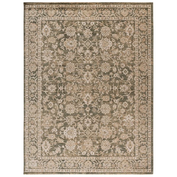Hazel 10 ft. x 14 ft. Green/Beige Traditional Floral Area Rug