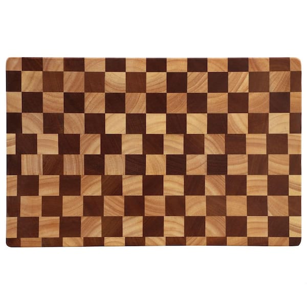 16x10 Checkerboard Acacia Wood and Rubber Wood Cutting Board Butcher Block