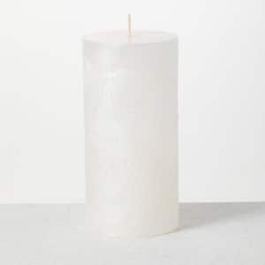 6 in. White Ritz Timber Pillar Candle