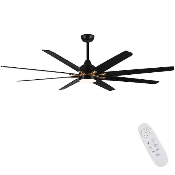 DeluxLite 72 in. Indoor Black Modern Integrated LED Lighting with Remote Control Ceiling Fan