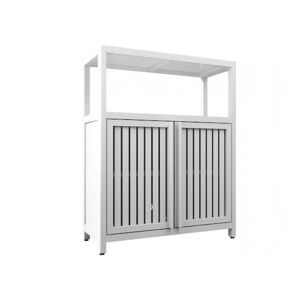 Avex 24.6 in. W x 12.3 in. D x 32 in. H White Bamboo Freestanding Linen Cabinet