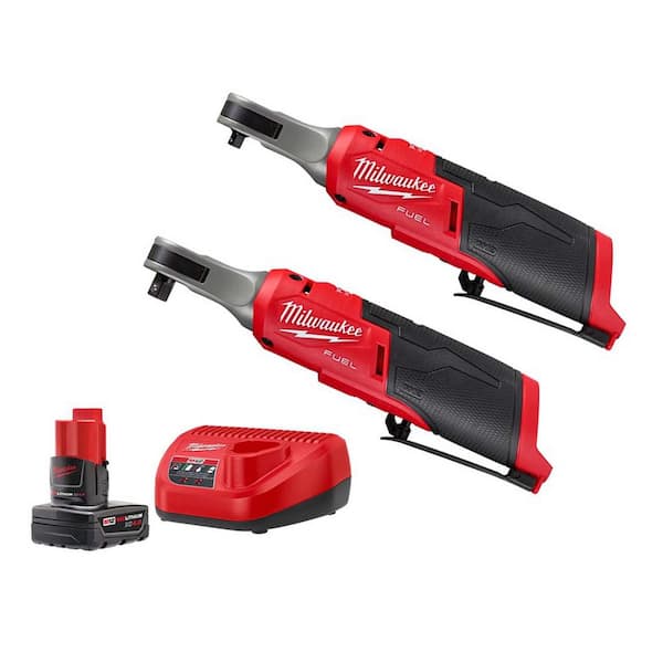 Milwaukee M12 FUEL 12V Lithium-Ion Brushless Cordless High Speed 3/8 in. Ratchet & High Speed 1/4 in. Ratchet w/Battery & Charger