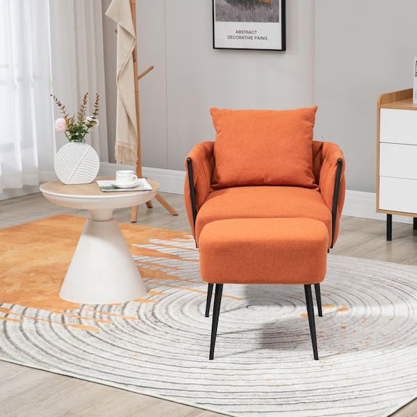 Orange armchair 2024 with ottoman