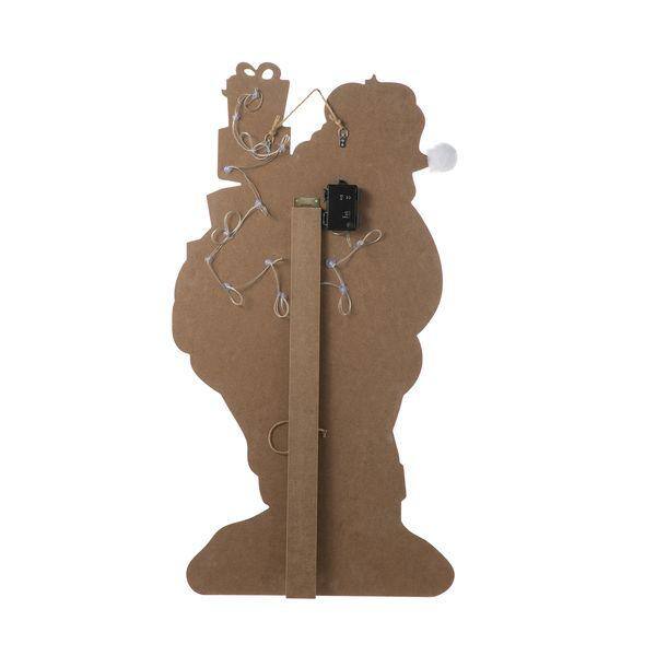 36" Lighted Wooden Santa with Gifts Wall Decor