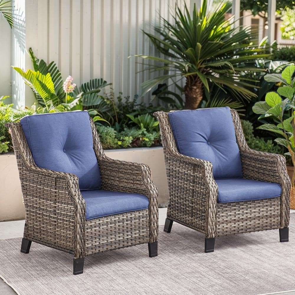 Gymojoy Carolina 2-Piece Gray Wicker Club Chair Set Outdoor Lounge ...