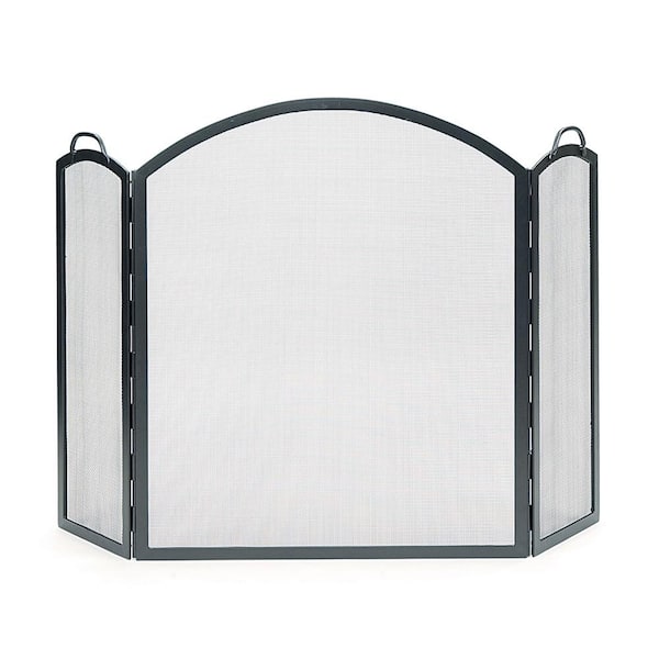 ACHLA DESIGNS 58 in. L Graphite Arched 3-Panel Fireplace Screen