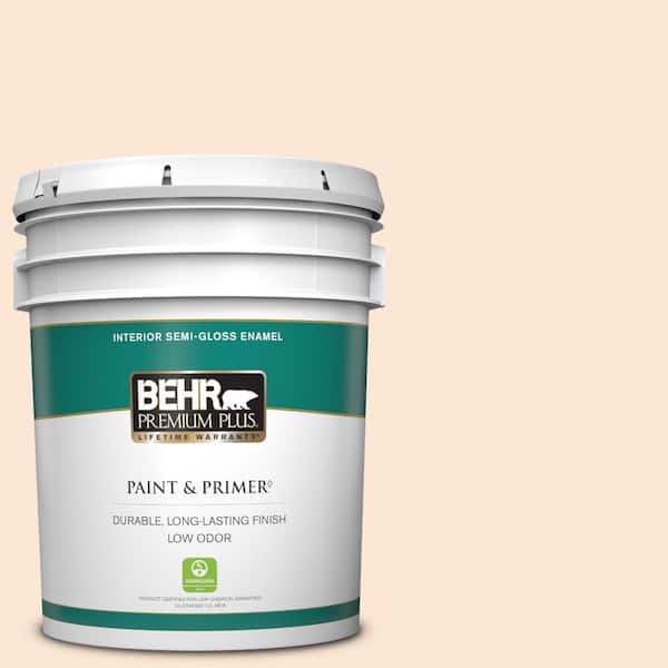 BEHR PREMIUM PLUS 5 gal. #270C-1 Naive Peach Semi-Gloss Enamel Low Odor Interior Paint & Primer