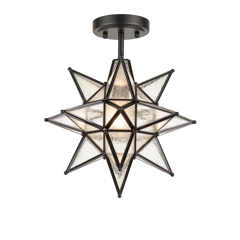 13 in. 1-Light Black Modern Semi-Flush Mount with Clear Glass Shade and No Bulbs Included 1-Pack price history on PriceWatchPro