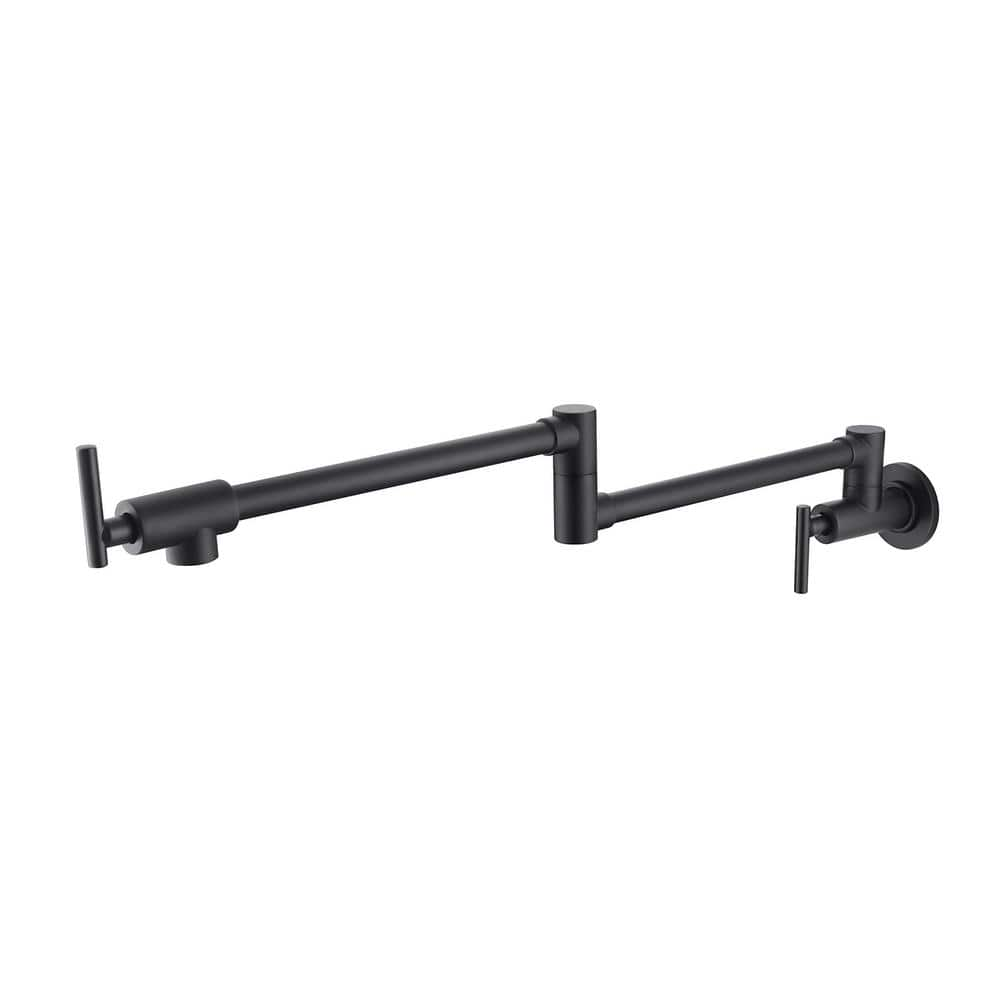 Tahanbath Wall Mounted Pot Filler with Swivel Spout in Matte Black Q ...