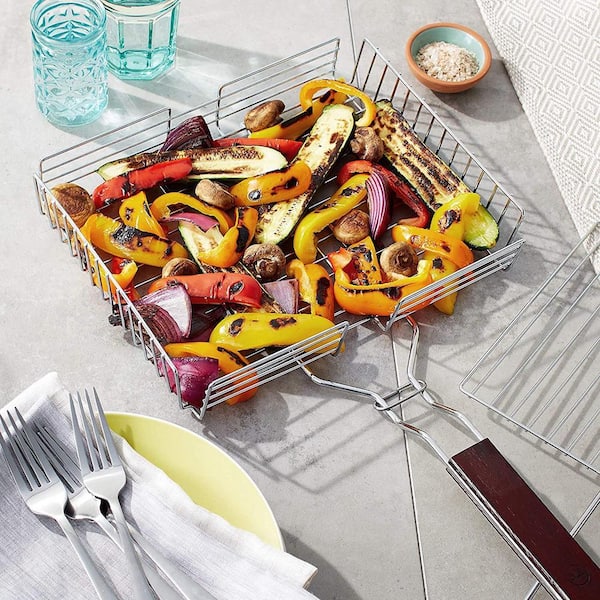 Outset 25 in. Grill Basket, Rosewood Handle Cooking Accessory QC71