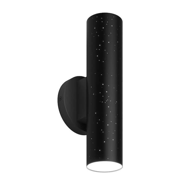 Artika Cosmic Black Modern 3 CCT Integrated LED Outdoor Hardwired Garage and Porch Light Cylinder Sconce