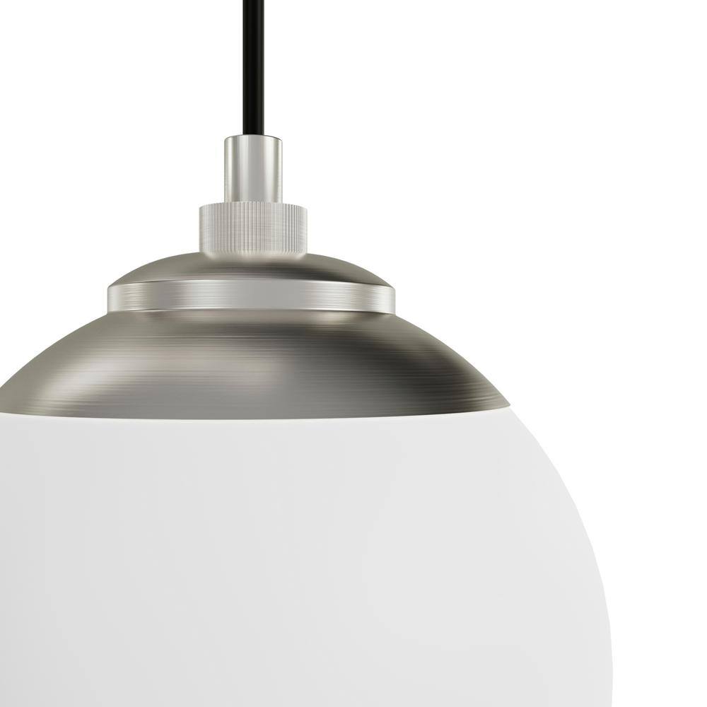 Hepburn 31'' Brushed Nickel Linear Cluster Pendant with White Glass Orbs