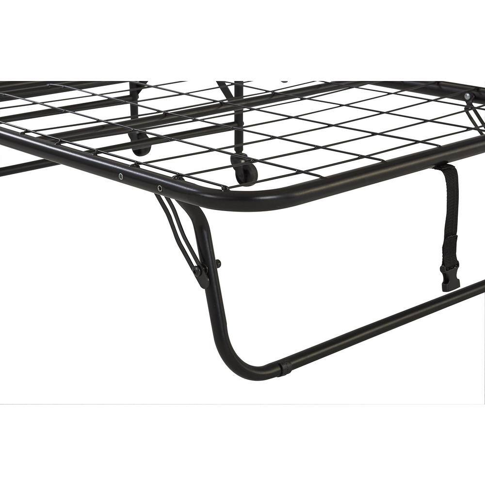 Twin Black Metal Frame Folding Guest Bed with Mattress