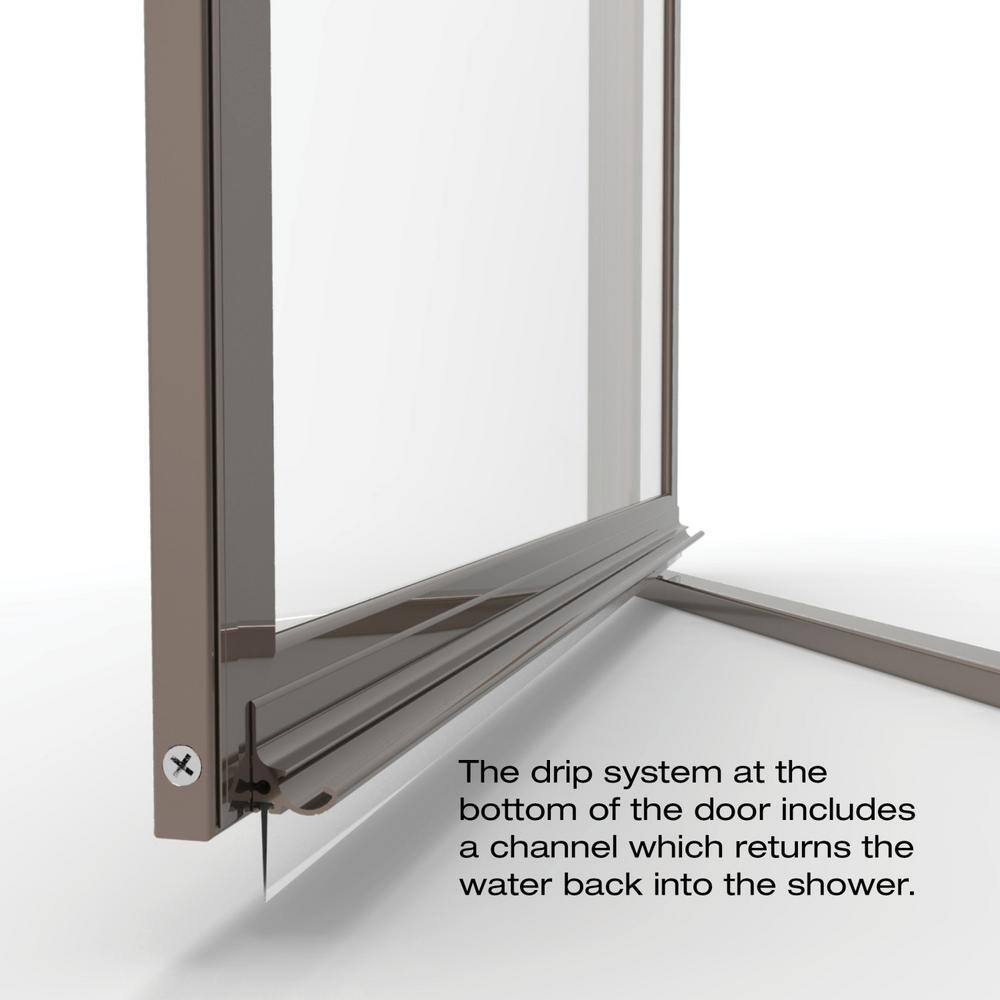 Sopora Oil-Rubbed Bronze Framed Pivot Shower Door with Rain Glass