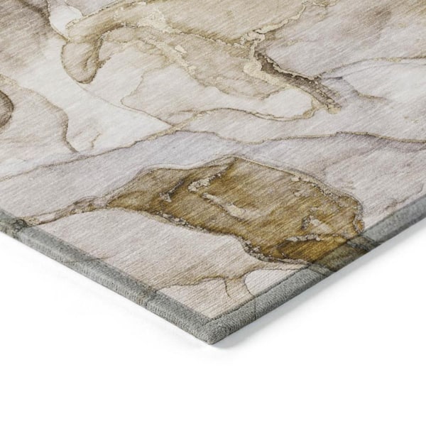 Taupe 2 ft. x 7 ft. Abstract Indoor / Outdoor Area Rug