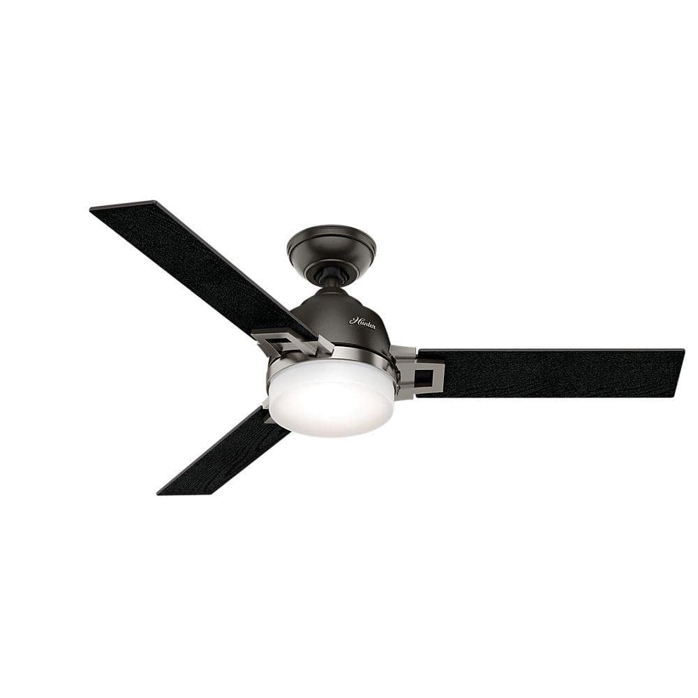 48'' Brushed Nickel 3-Blade Ceiling Fan with LED Light and Remote