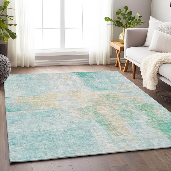 Chantille Machine Washable Indoor/Outdoor Abstract ACN1759 Teal 5 ft. x 7 ft. 6 in. Area Rug