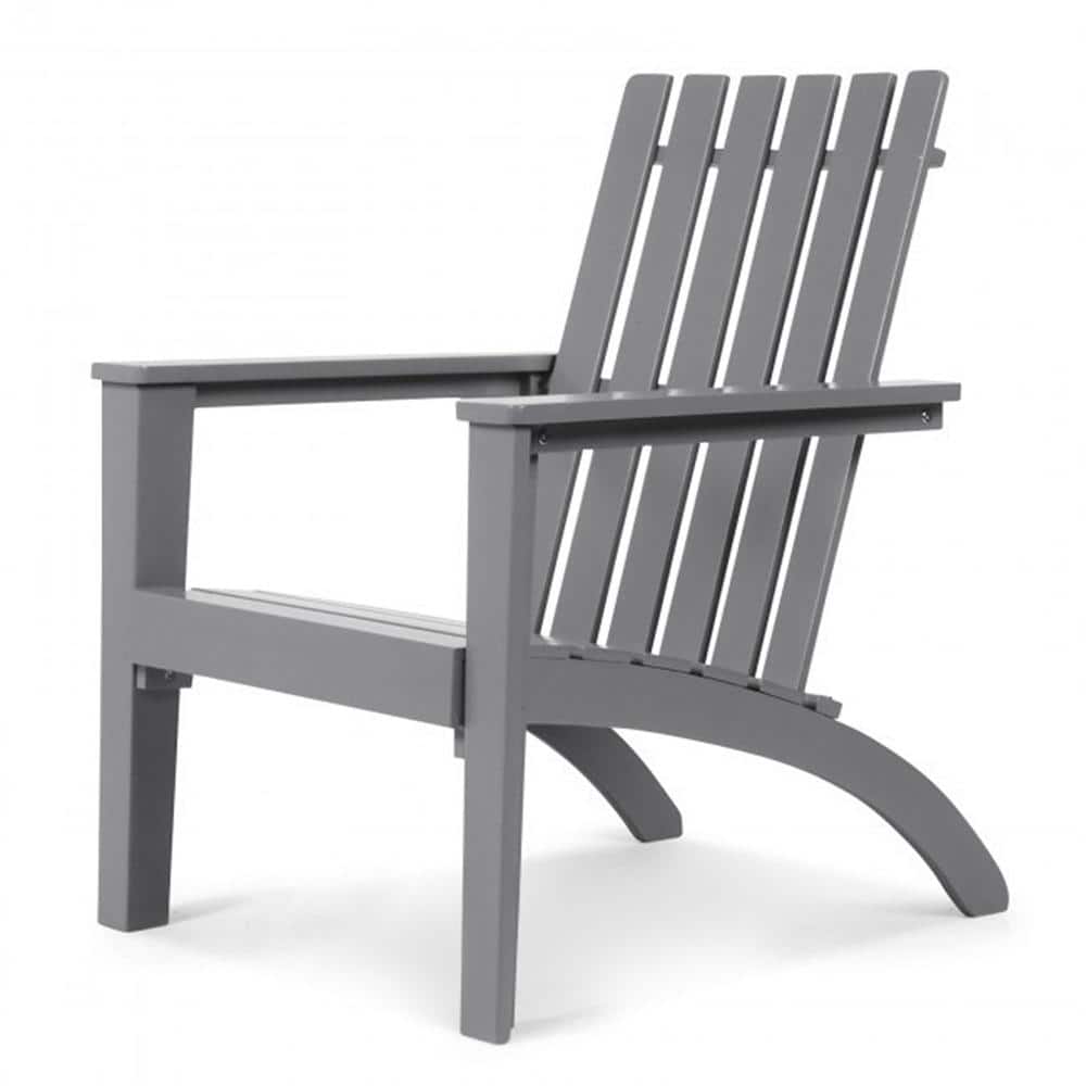 Outdoor Durable Patio Acacia Wood Adirondack Lounge Armchair-Gray