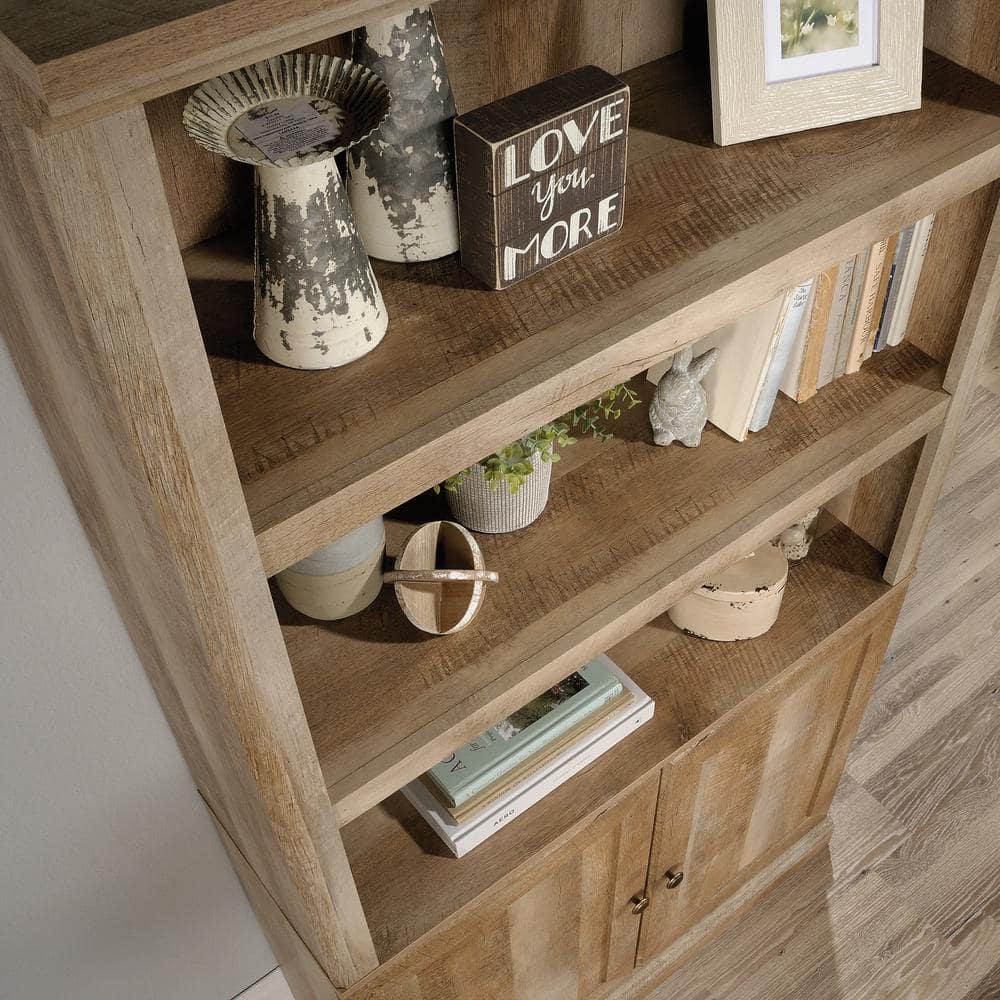 Lintel Oak 5-Shelf Adjustable Bookcase with Doors