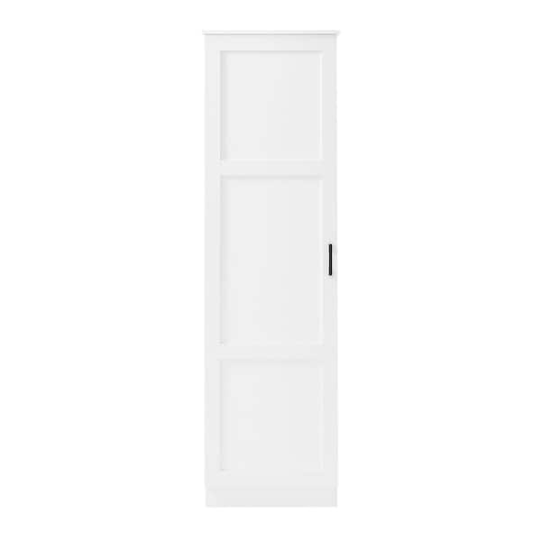 17.7 in. W x 14 in. D x 60.4 in. H White MDF Storage Cabinet with One Door and Adjustable Shelf