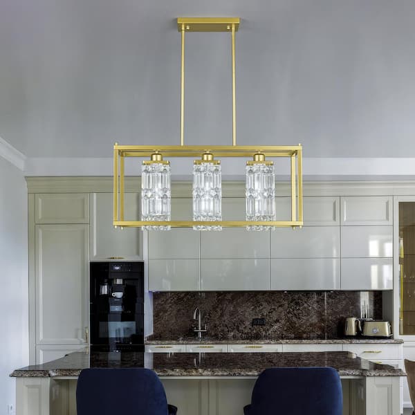 Home Lighting 27. 56in. 70C-Gold Modern LED Chandelier Pendant Light for Dining Room Kitchen Island