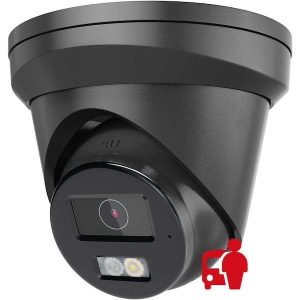 5MP POE Outdoor Smart Camera Plug-In Security Camera with Color Night Vision One Way Talk, Black