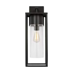 Vado Extra Large 1-Light Antique Bronze Hardwired Outdoor Wall Lantern Sconce with Clear Glass Shade