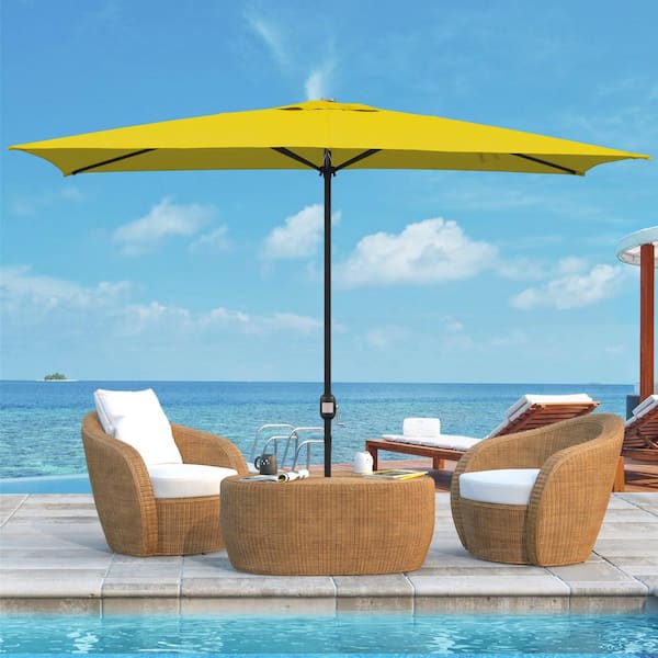 Maypex 10 x 6.5ft. Steel Crank Rectangle Market Patio Umbrella in Yellow